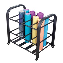 Synergee Yoga Mat Storage Rack – Storage Cart for Yoga Mats, Foam Rollers & Mobility Equipment. Perfect for Yoga Studio or Commercial Gym.