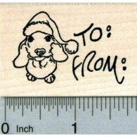 RubberHedgehog Christmas Dachshund Gift Tag Rubber Stamp E31211 WM