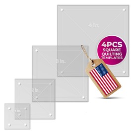 LaserThing Quilting Acrylic Template Set | Precision Tools for Quilting Enthusiasts | Square Design | Includes Sizes 4", 3", 2", 1" | 1/8 Clear Acrylic | 1/4" Seam Allowance for Accuracy
