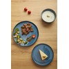 FOBENTA 24 Piece Dark Ceramic Dinnerware Set,Slate Blue Plates and