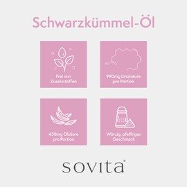 sovita Black Cumin Oil | Cold Pressed & Virgin | 100% Pure Nigella Sativa Oil | Rich in Linoleic & Oleic Acid | Spicy Peppery Taste | 100 ml