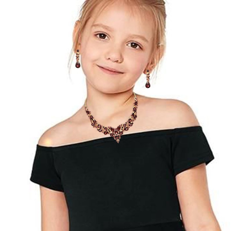 BriLove Bridal Jewelry Set, Sparkling Austrian Crystal Teardrop Cluster Statement