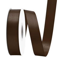 BVIEAKD 26mm Wide 45m Double Face Brown Satin Ribbon Fabric Ribbon for Gift Wrapping Very Suitable for Weddings Decoration Bouquet Balloons Arts Craft Sewing Hair Bow Invitation