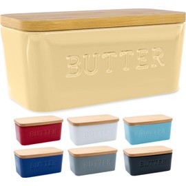 PriorityChef Extra Large Butter Dish with Lid for Countertop, Ceramic Butter Container With Airtight Cover, Butter Keeper for Counter or Fridge, Butter Holder Storage, Khaki