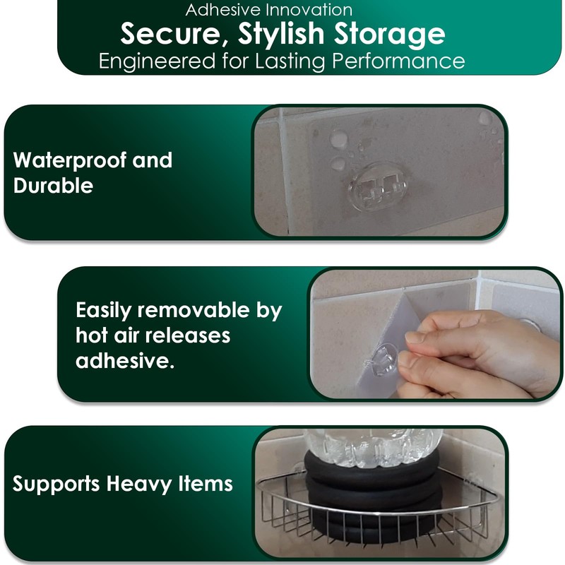 Jovware Shower Caddy Adhesive Replacement Sticker Flat Hook Adhesive Shower