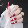 CECOBAG Red Press On Nails, Christmas Rectangle Fake Nails, Reusable
