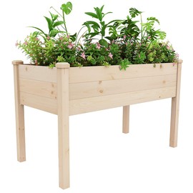 Barkaon Raised Garden Bed 48x24x30in，Elevated Wood Planter Box Stand for Backyard, Patio w/Bed Liner