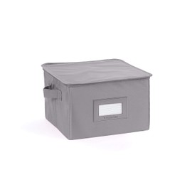 Covermates Keepsakes Dish Storage Box – Stackable, Reinforced Handles, China Storage, Graphite