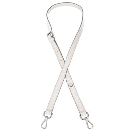 LIVE UP Full Grain Leather Adjustable Replacement Cross Body Purse Shoulder Strap Handbag Bag Wallet, 2/3” Wide(Beige-Silver Lock)