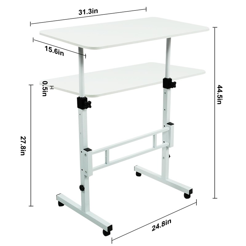 USEFULTEK Mobile Standing Desk, Small Height Adjustable Computer Workstation with