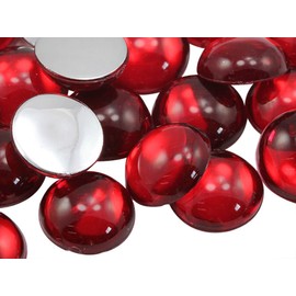 18mm Red Ruby H103 Round Flat Back Acrylic Cabochons Plastic Gems for Crafts Costume Embelishments Card Making Jewels Jewelry Making Cosplay Jewels - 30 Pieces
