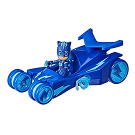 PJ Masks - Juguete Preescolar de Lujo para vehículos Catboy con Rayas giratorias de súper Gato y Figura de acción Catboy para niños a Partir de 3 años