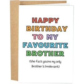 Naixiwen Cute Birthday Card for Brother, Funny Birthday Card from Sister Cousin, Sweet Brother Birthday Card, Happy Birthday to My Favorite Brother Card, Sibling Birthday Card