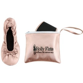 Rolly Flats Portable Foldable Pumps Ballet Shoes (S, Pearl White)