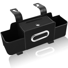 Car Back Seat Organizer with Multi-Pocket Design Leather Organizer with Cup Holders, Tissue Box, and Storage Hooks for Car Interiors - Universal Compatibility-Black