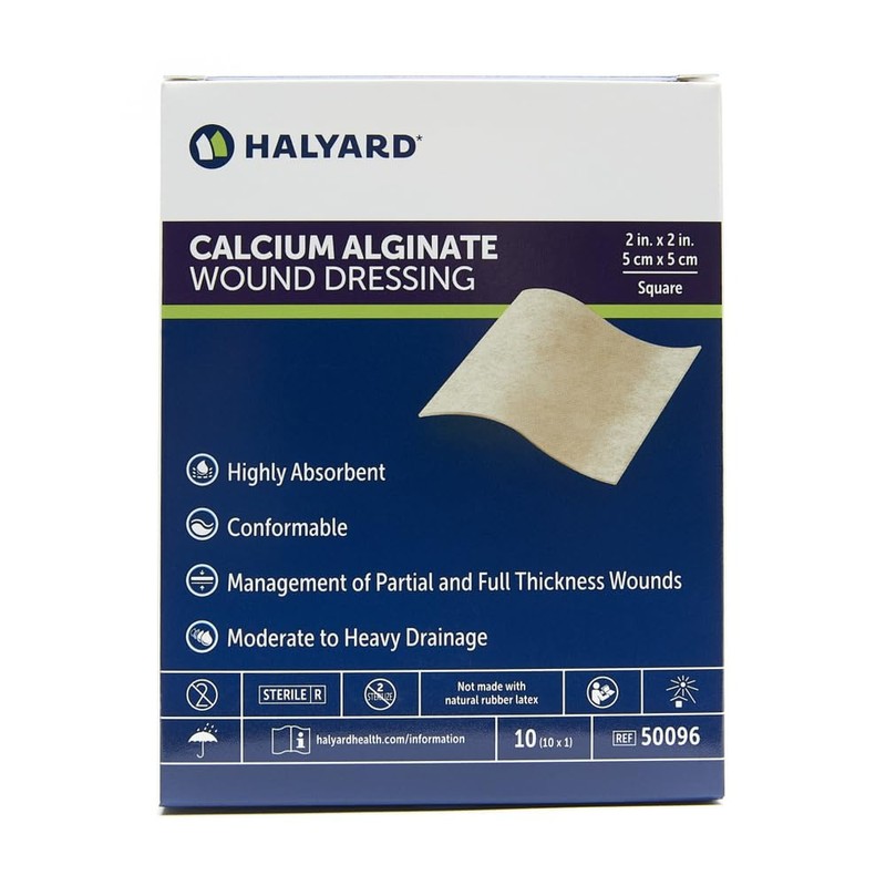 HALYARD Calcium Alginate Wound Dressing, Highly Absorbent Conformable Design, Maintains