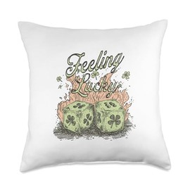 Feeling Lucky Shamrock St. Patrick's Day Irish Pride Clover Throw Pillow