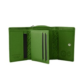 Conte Massimo Women's Genuine Leather Mini Wallet with Card Slots and Coin Pocket, Green 720
