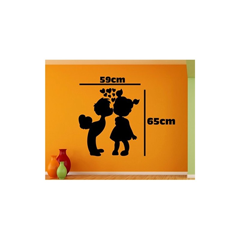 Kissing Child Love Black Wall Sticker and Wallpaper Size(59 65)