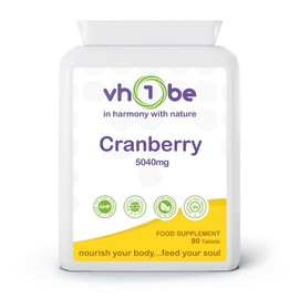 Cranberry Tablets 5040mg – 90 Vegan Tablets | High Strength Cranberry Supplement for UTI Prevention - Urinary Tract, Bladder Support & Kidney Cleanse | 3 Month Supply | Non-GMO, UK Made by vh1be