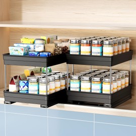 Nieifi Vertical Spice Rack Pull Out-Spice Racks for Inside Cabinets-8-1/4 inch Wide-Suitable for Cabinets Larger Than 12 inches High-Seasoning Kitchen Organizer-8.26" W x 10.6"D x 8.7"H-2 Pack-2 Tier