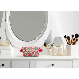 AAVIANA Block Print Designer Toiletry Bag & Makeup Case - Boho Floral Quilted Pouch for Cosmetics, Skincare - Waterproof Lined Organizer for Purse, Travel, Gift Large (9x7x4 inches) Multi 3