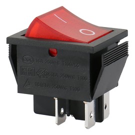 BAOMAIN DPST Rocker Switch,ON/Off 4-Pin 16A 250V AC,Red LED Illuminated Snap-in Power Switch,UL Recognized & VDE Certifiedfor Automotive,Marine,and Household Appliances (4-Pack)