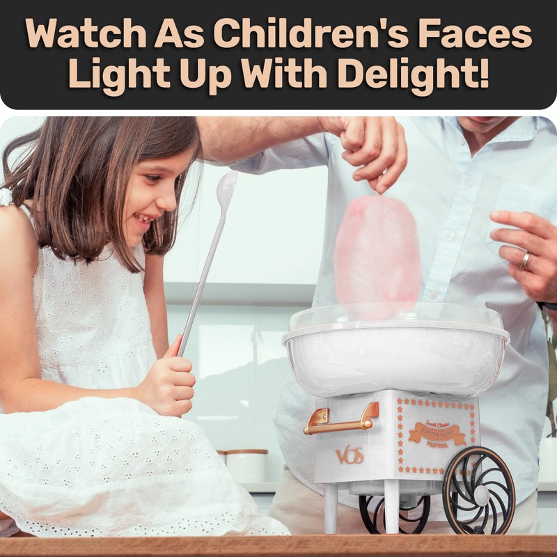 Cotton Candy Machine Kit - White Retro Cotton Candy Maker,