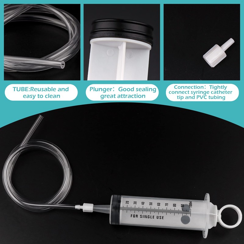 100ml/150ml Syringe with 2Pcs 100cm Tube, Large Plastic Measuring Syringe