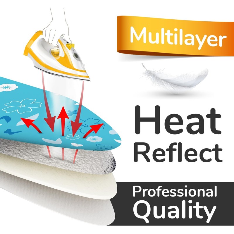 Super Soft Ironing Board Cover & Pad with Heat Reflection