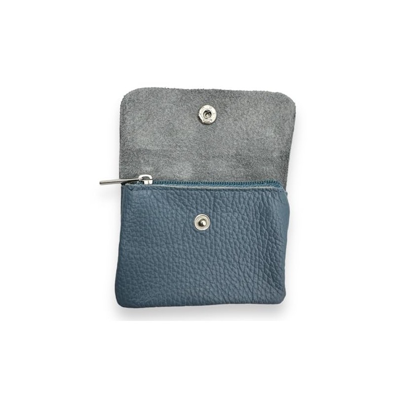 Women's Small Leather Wallet with Coin Compartment and Button Mini
