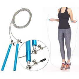 PEARL Sports Professional Skipping Rope Boxing: Professional High Speed Skipping Rope with 3D Ball Bearings and Wire Core, Blue (Skipping Rope Sport, Wire Skipping Rope, Non-Slip)