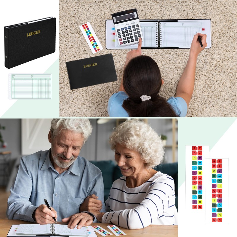 Skyygemm Ring Ledger Binder with 200 Pcs 5"x8.5" Ledger Sheets
