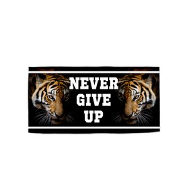Microfiber Printed Towels Tiger Never Give Up Bench Gym Weights Quick Dry Sports Non Slip 50x100cm