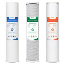 4.5 * 20" 3 Stage Whole House Water Filter Set, Compatible with Express Water WH300SICS, FLTWH2045ICS1, iSpring WGB32BM, F3WGB32BM, Pack with PP, CTO, Iron & Manganese Filter, 1 Set
