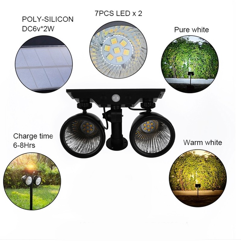 Solar Projection Light Human Body Induction 2‑Color Solar Lawn Lamp