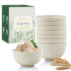 Wrova - Juego de 8 cuencos pequeños de paja de trigo de 10 onzas, cuencos irrompibles para postre para niños, mini cuencos para helados, aperitivos y frutas, aptos para microondas y lavaplatos, color