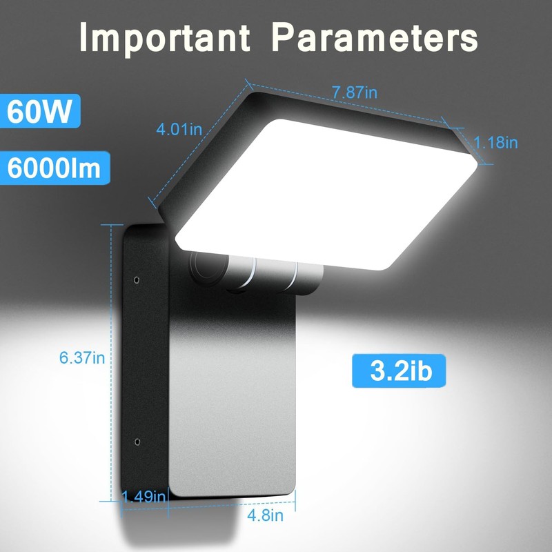 Juyace 60W Led Outdoor Wall Park Flood Light Modern Exterior