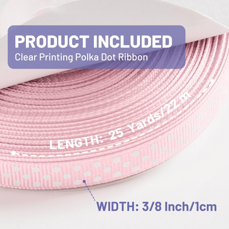 FAKILO Polka Dot Grosgrain Ribbon 10mm X 22m Pink and