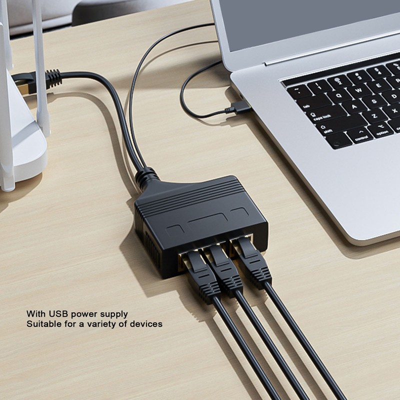 Gigabit Ethernet Splitter 1 in 4 Out 1000Mbps RJ45 Cable