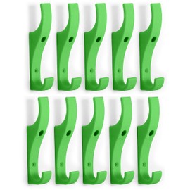 TOUGHOOK Unbreakable Plastic Safety Coat Hooks 10 Pack FERN (Green)