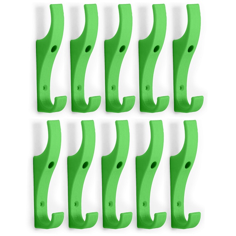 TOUGHOOK Unbreakable Plastic Safety Coat Hooks 10 Pack FERN (Green)