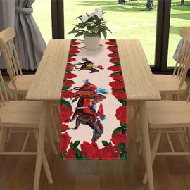 Linen Kentucky Derby Horse Racing Table Runner 108 Inches Horse Race Game Decor Kentucy Derby Party Decoration and Supplies for Home Kitchen Room Table