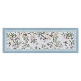 Artoid Mode Blue Flower Bird Tree Spring Runner Rug, Summer Home Decor Low-Profile Non-Slip Washable Area Rug for Entryway Bedroom Kitchen Laundry Room Indoor 2x6 Feet