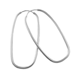 Long 925 Sterling Silver Oval Tube Hoop Earrings