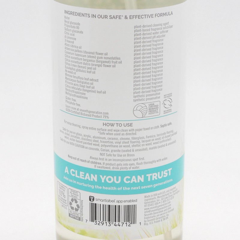 Seventh Generation Glass Cleaner Sparkling Seaside Scent (23oz/680ml) Pack of