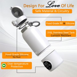 TLTWHS Portable Bottle Warmer & Travel Bottle Warmer - 17oz Large Capacity Fast Heating for Breastmilk/Formula, Dual Mode for Milk/Water, Perfect for Car Journeys & Outdoor Use