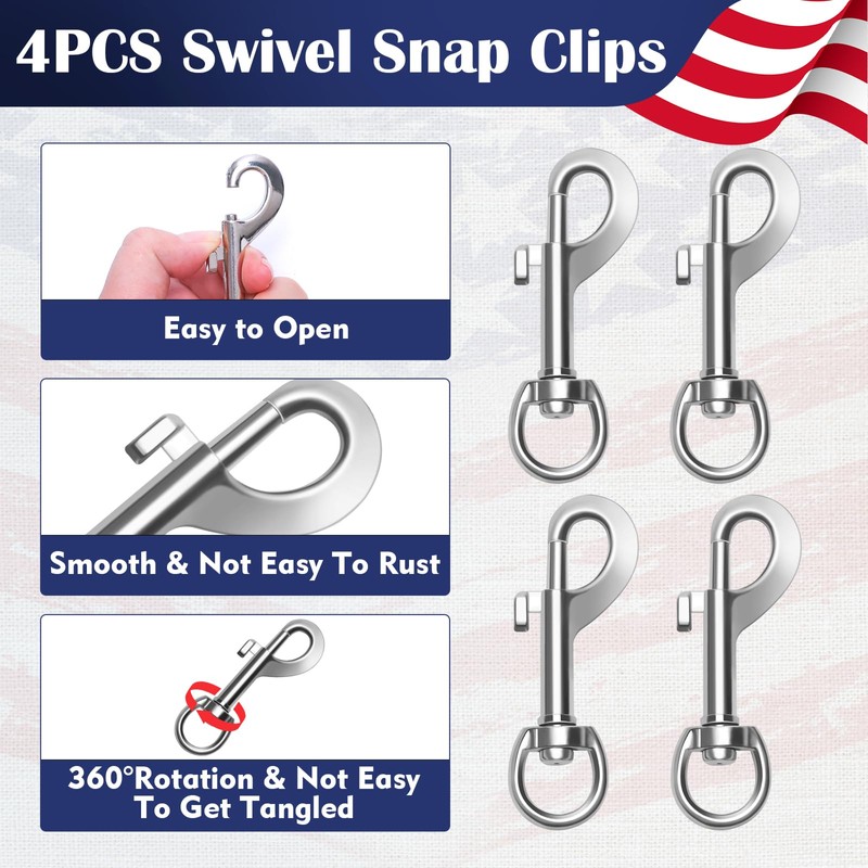 Windspeed 15Meter Flag Rope and Clips Kit Replacement, 8 mm