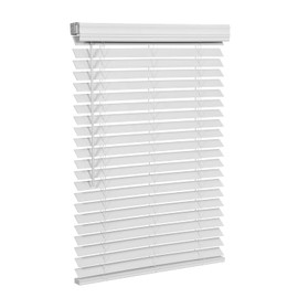 SMONTER 2" Slat Faux Wood Blinds with Crown Valance- Cordless Horizontal Blinds Room Darkening Blinds for Windows Bedroom, Bathroom, Living Room, Glass Door Interior Decor, 58" Wx 60" H
