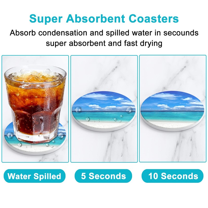 Nipichsha Coasters for Drinks, Set of 6 Cute Absorbent Ceramic